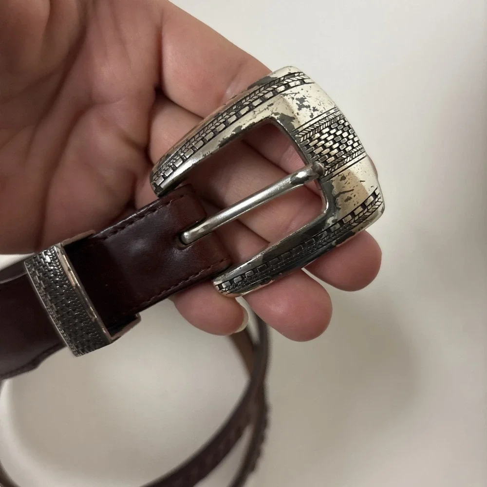 Onyx By Brighton Men's reddish brown leather belt size 42 vintage 1993